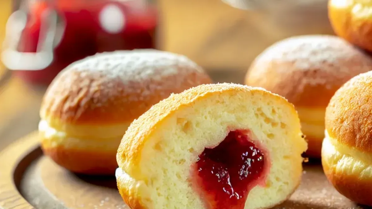 Yeast donuts with jam - Soft and delicious as it straight from the bakery