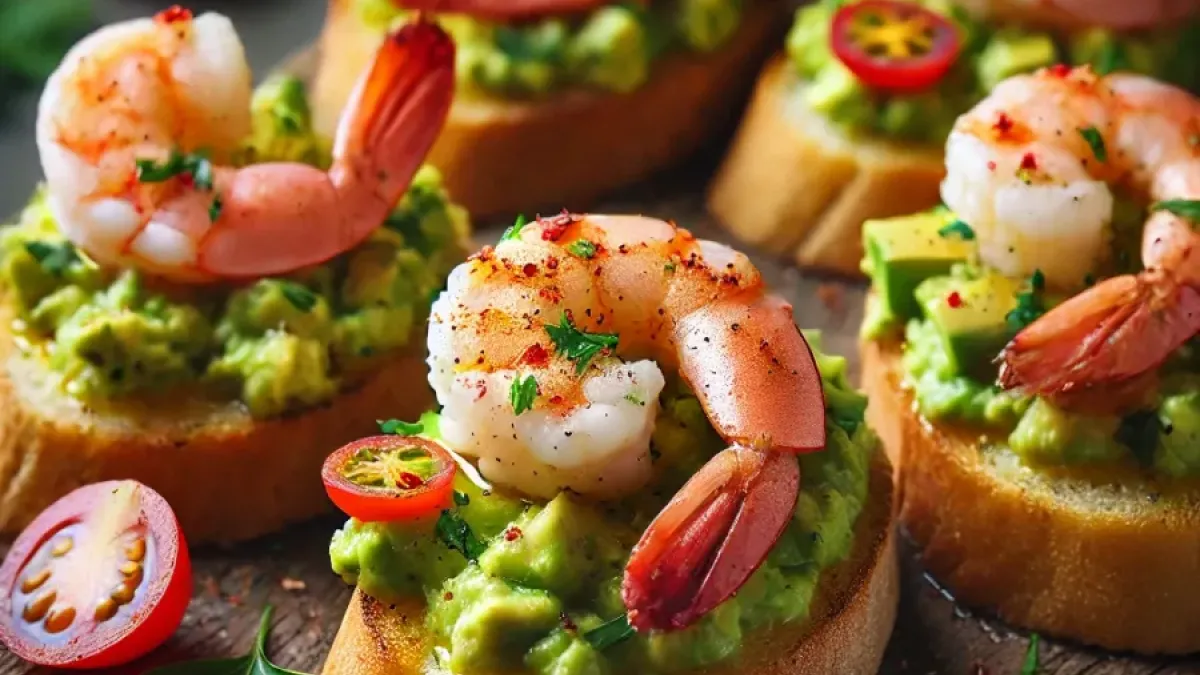 Bruschetta with shrimp and avocado - Exotic and fresh flavors for the New Year