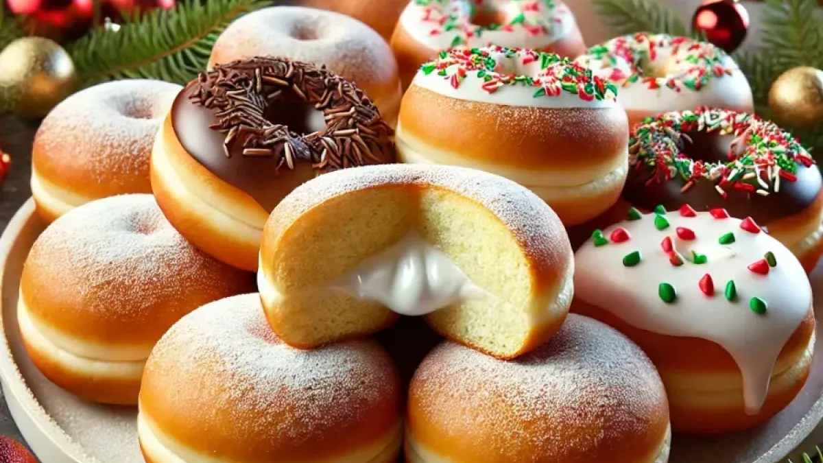 Recipe for Christmas donuts with vanilla cream