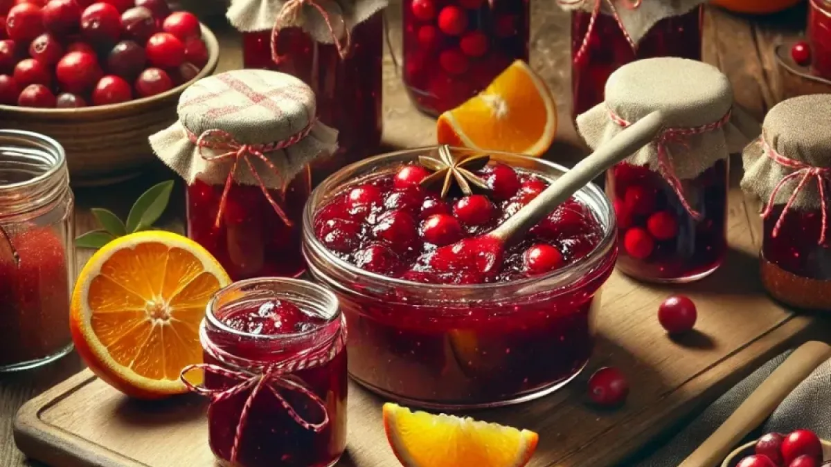 The best Christmas jam with cranberries and orange