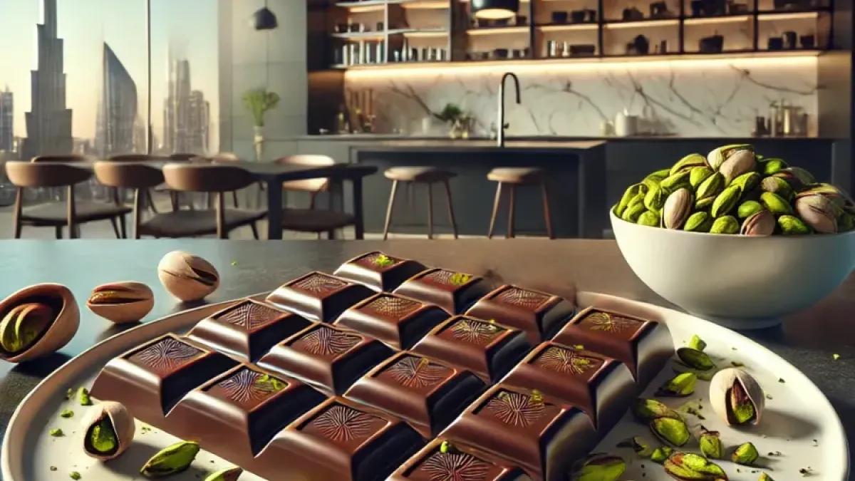 Dubai chocolate with pistachios