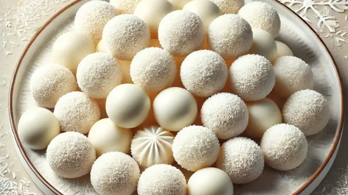 Festive coconut and white chocolate balls