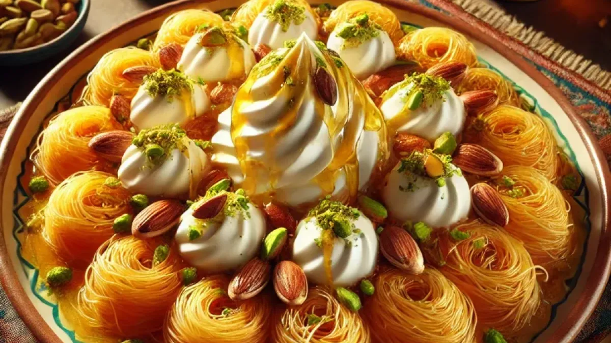 Dubai's simple dessert with kadaif noodles