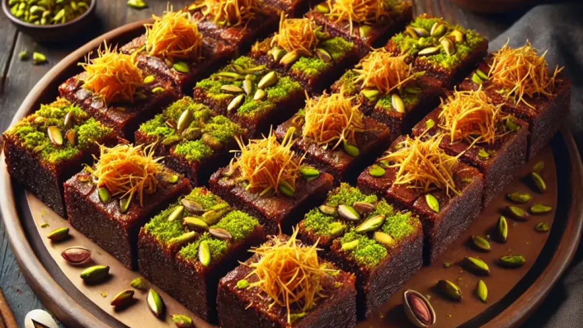 Dubai-Brownies mit Pistazien und Kunafa