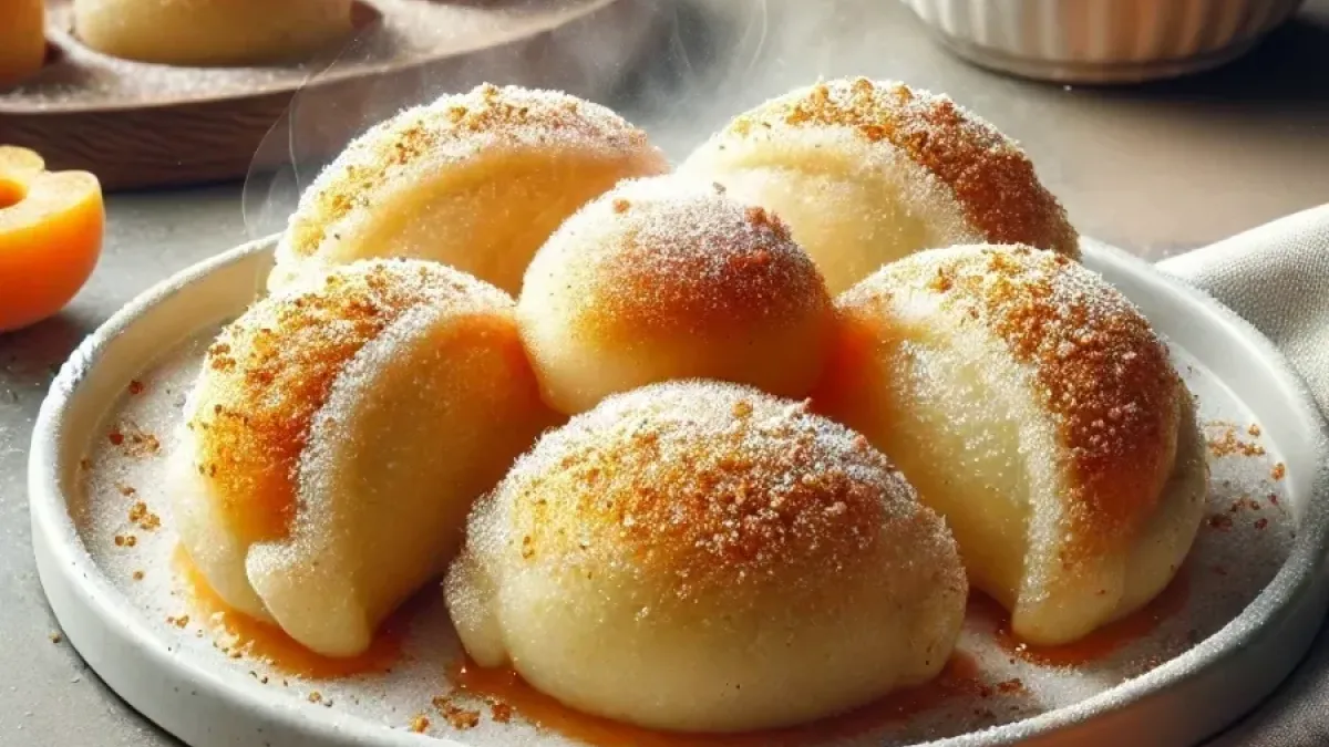 Apricot dumplings made from potato dough