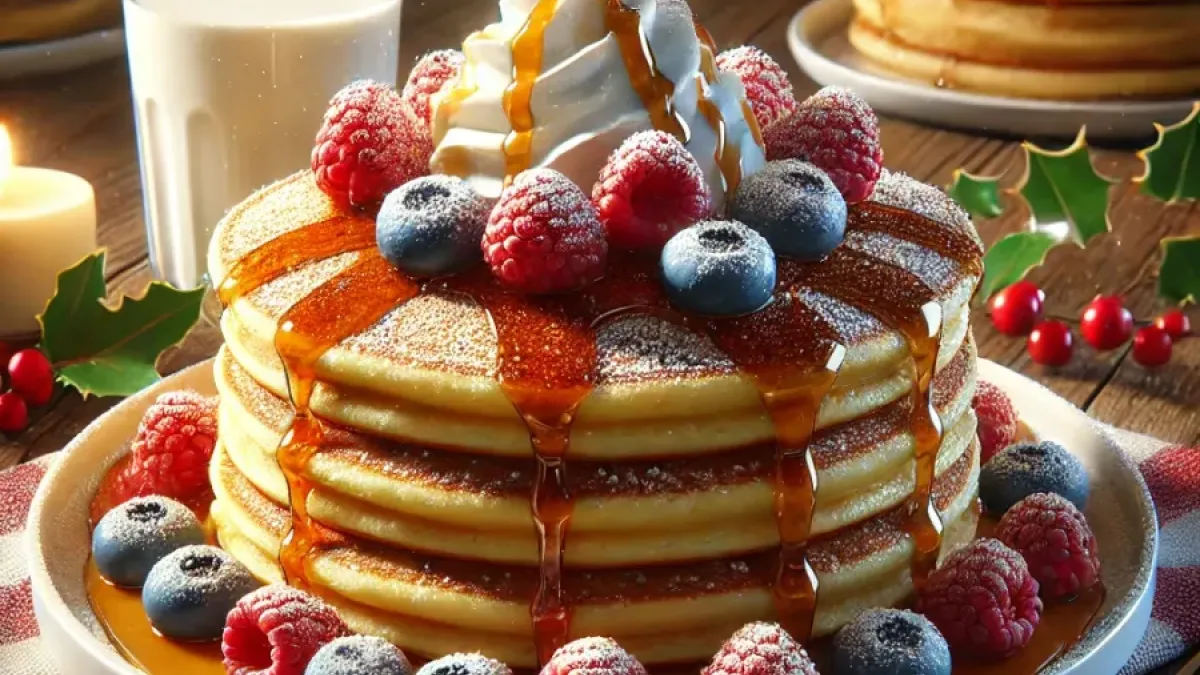 Fluffy Pancakes with Cinnamon for Christmas Morning