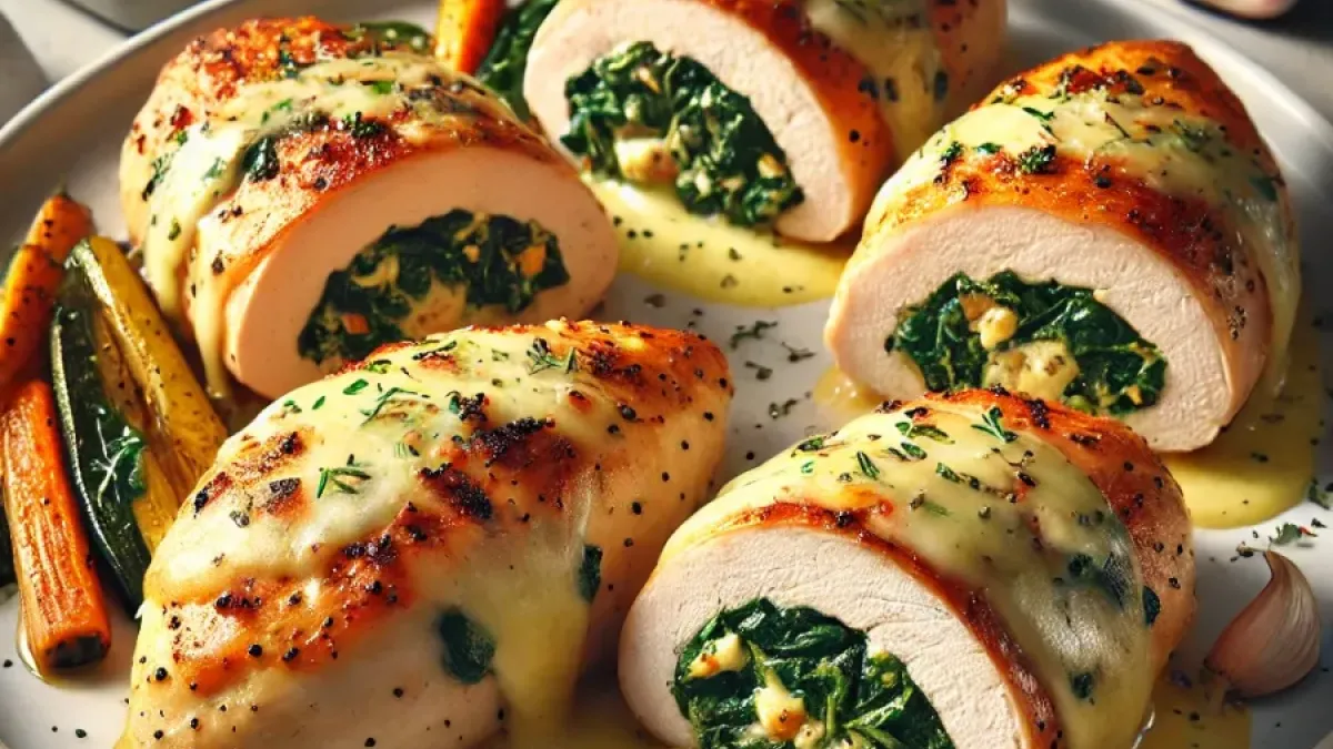 Cheesy Stuffed Chicken Breasts with Spinach and Garlic