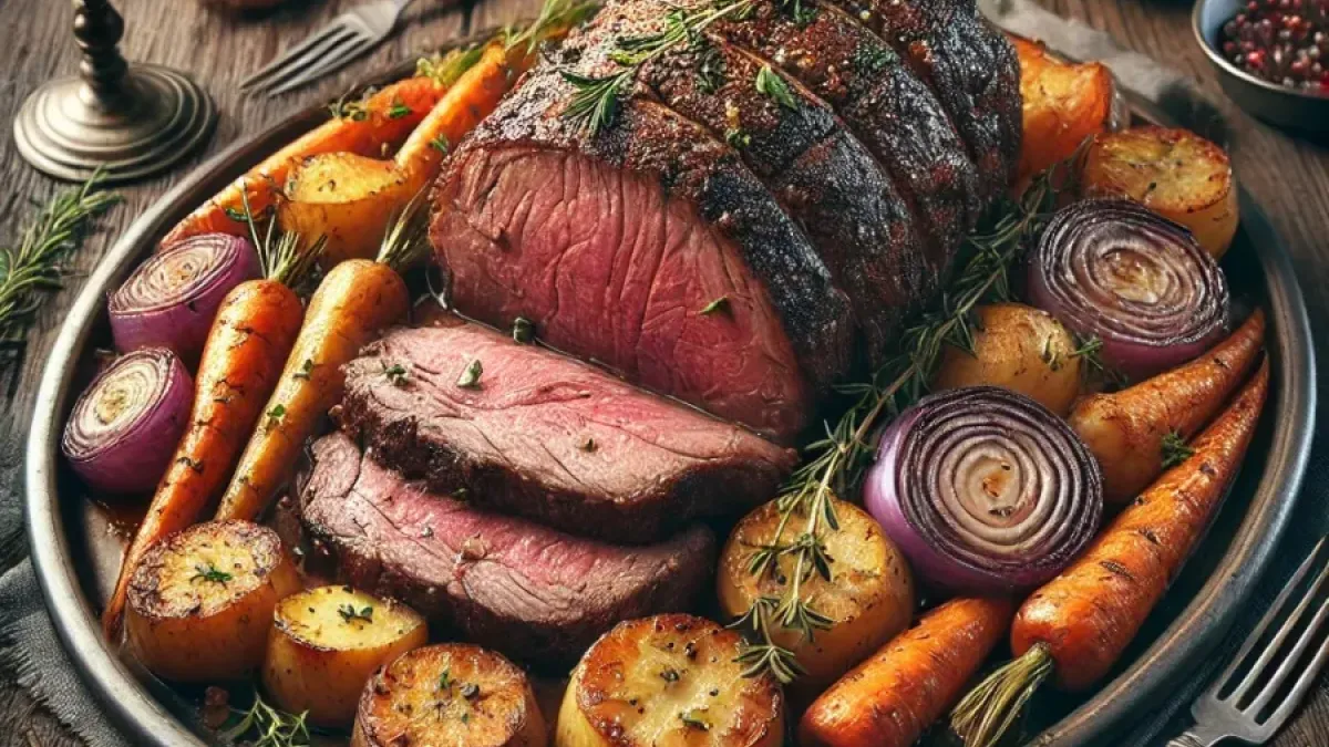 Traditional Roast Beef with Winter Vegetables