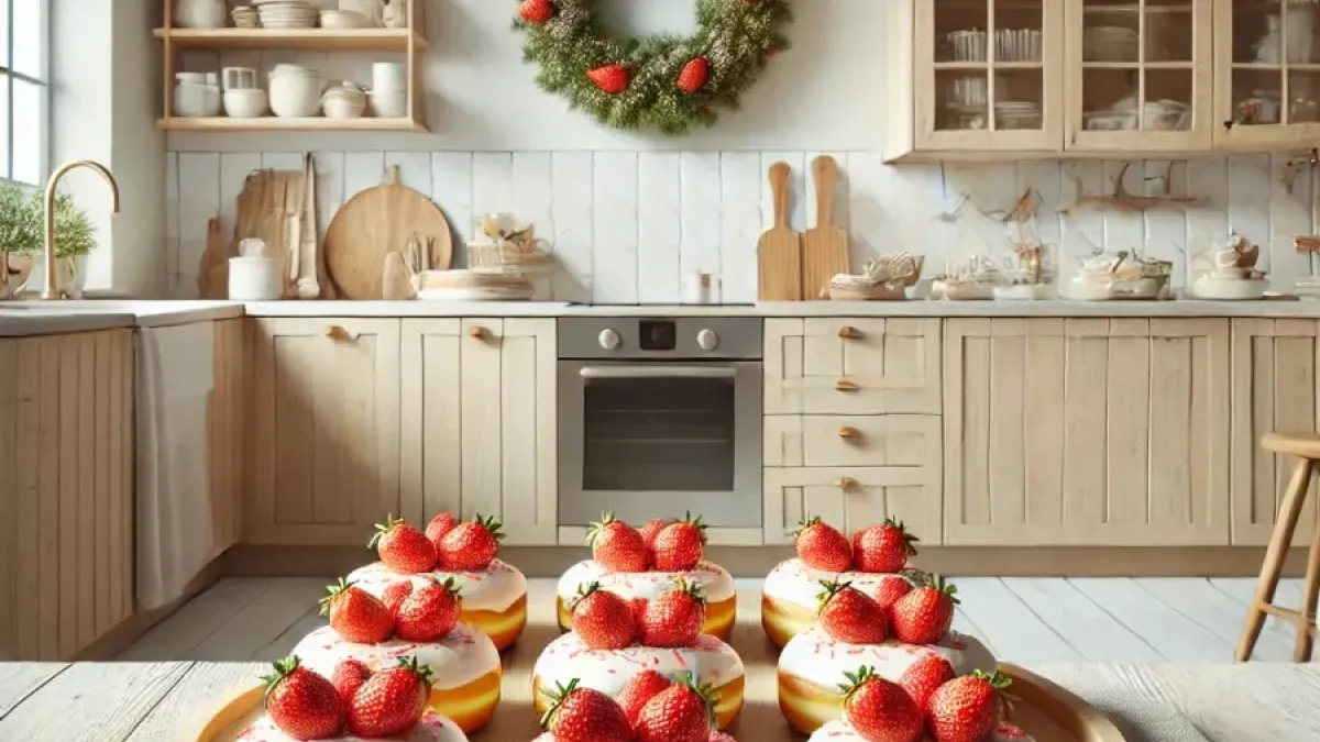 How to make festive Christmas donuts with strawberries?