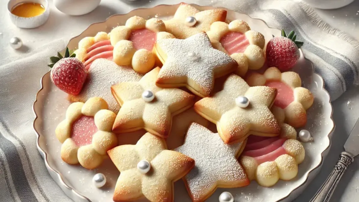 New Year's cookies with vanilla and strawberry flavor