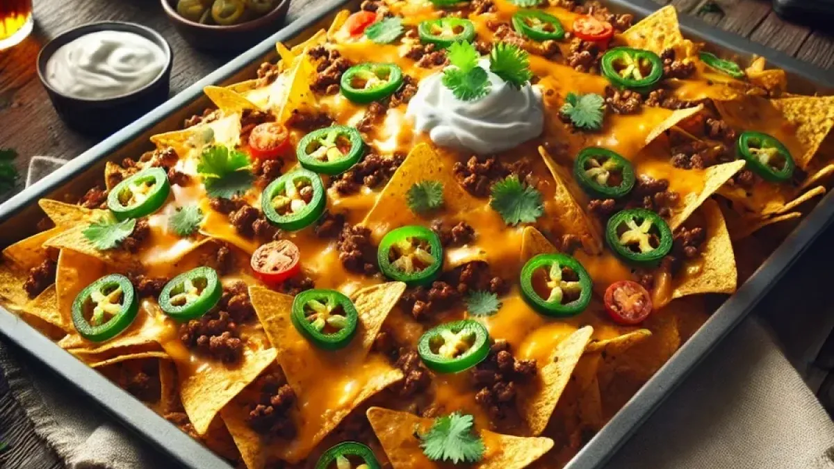 Classic Beef Nachos with Cheese and Jalapeños