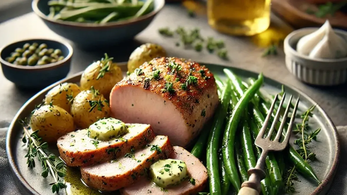 Pork tenderloin with herb butter