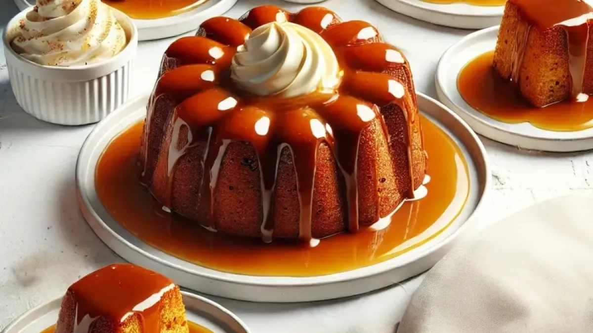 Warm caramel sticky pudding