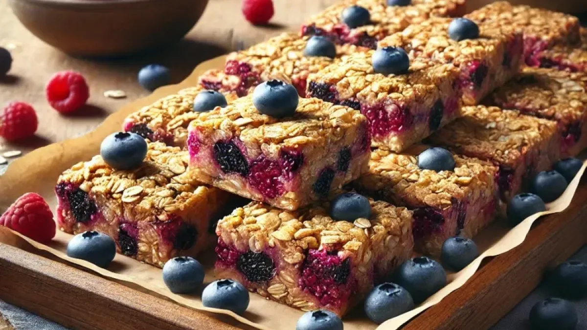 Healthy berry oatmeal bars