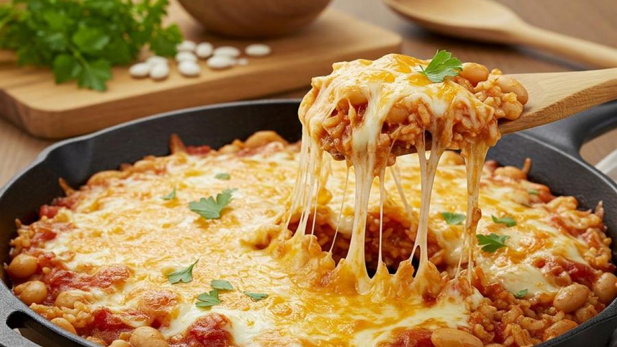 High-Protein Cheesy White Bean & Rice Skillet