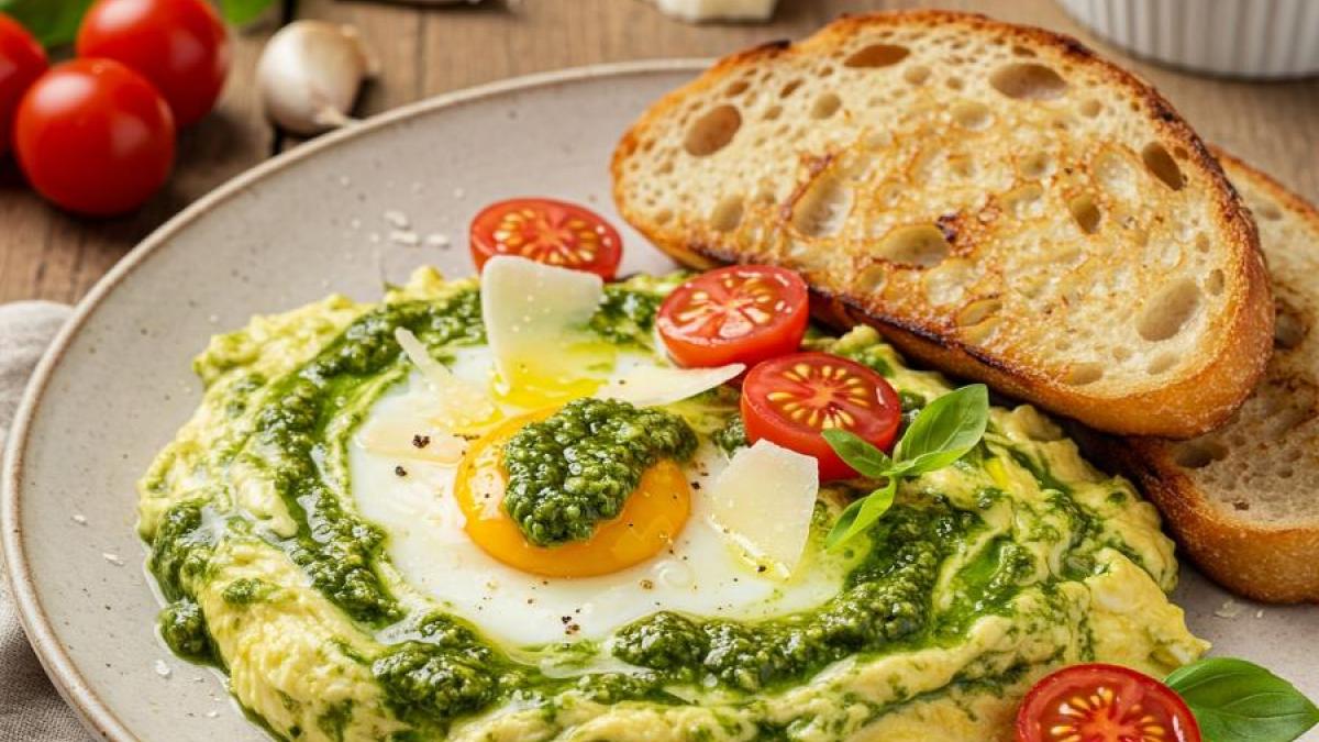 Creamy Pesto Eggs Recipe