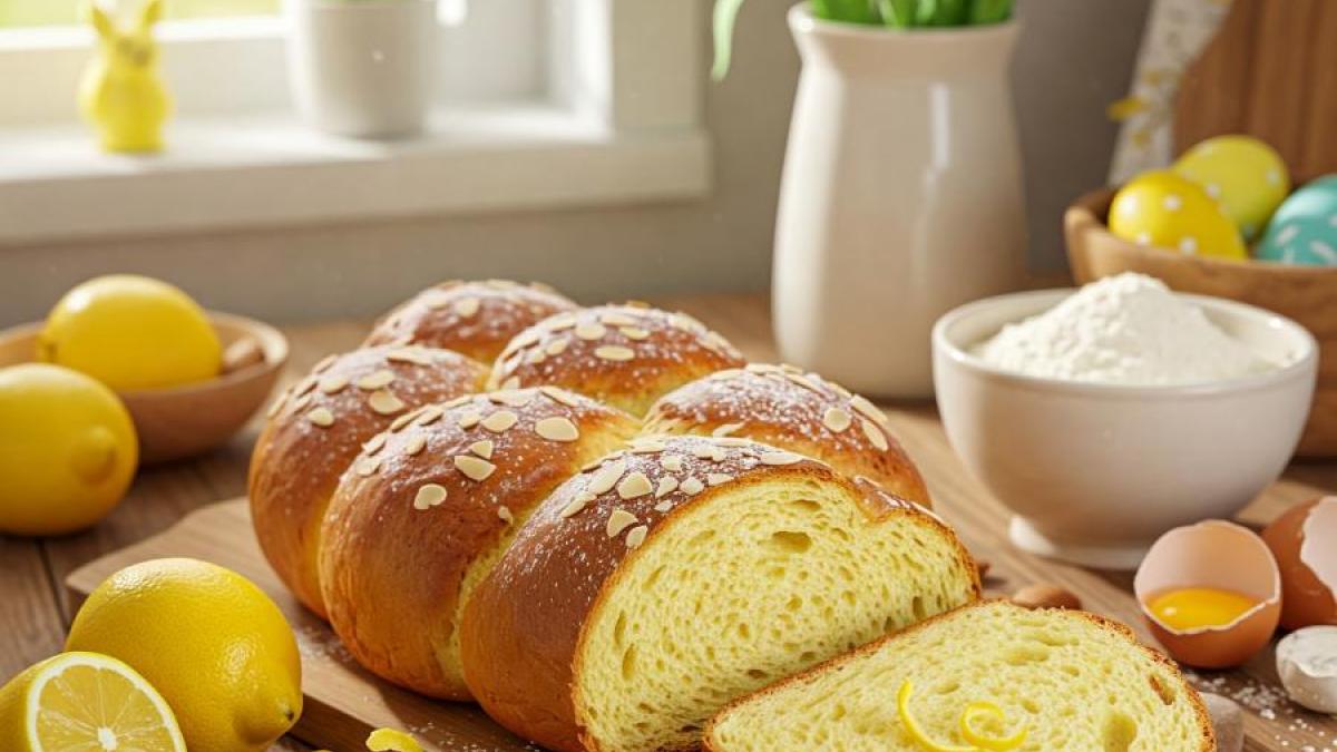 Braided Sweet Easter Bread with Lemon Zest and Almonds