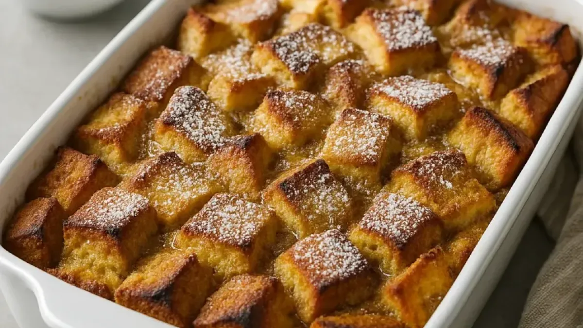 Easy Baked French Toast Casserole Recipe (Overnight Breakfast Bake)