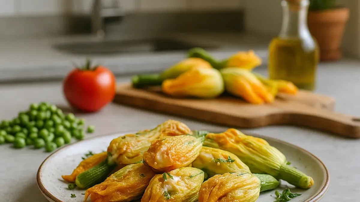 June's Fresh Picks: Zucchini Blossoms, Peas, and Early Tomatoes Recipes
