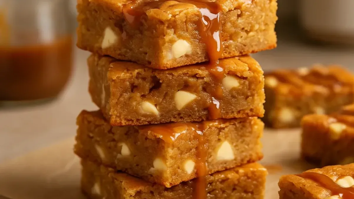 Chewy caramel blondie recipe