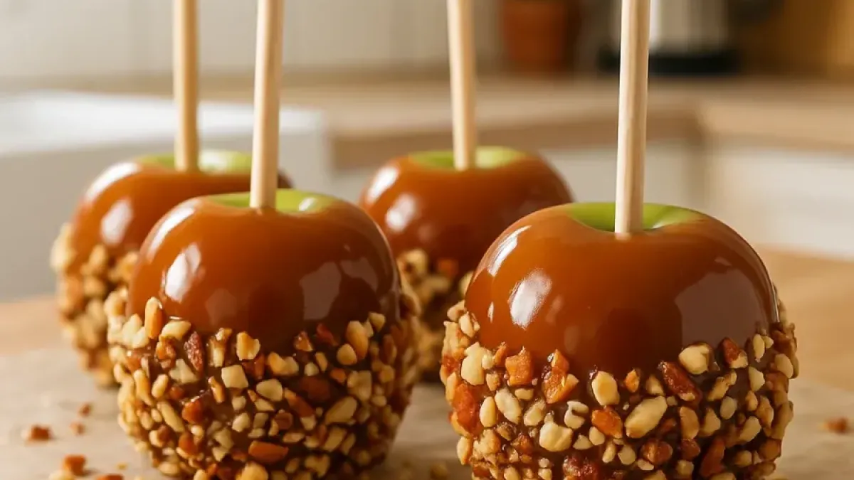 Caramel apples with crunchy nuts – easy homemade autumn treat