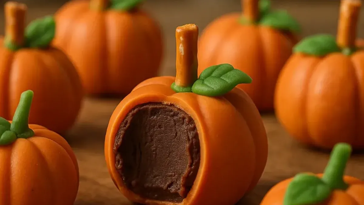 Chocolate Pumpkin-Shaped Truffles for Halloween Party Treats