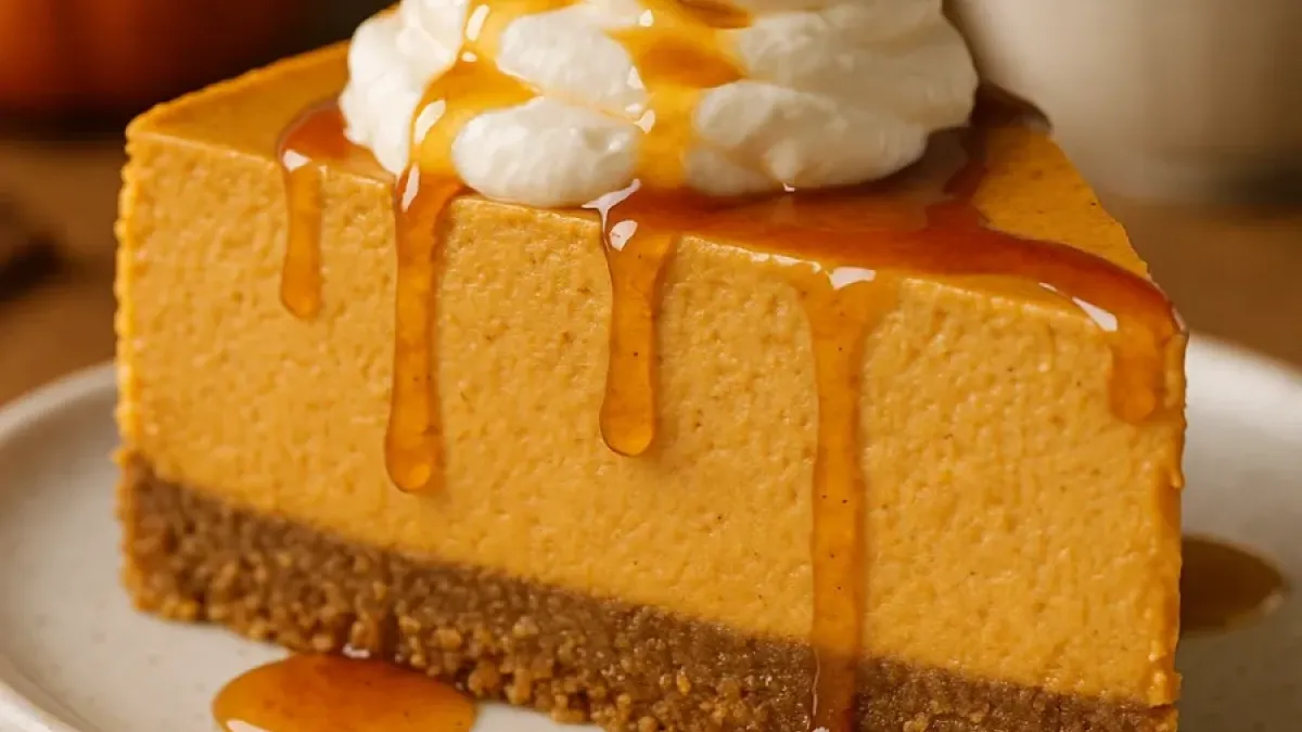 No-Bake Pumpkin Cheesecake with Maple Drizzle for Halloween Party