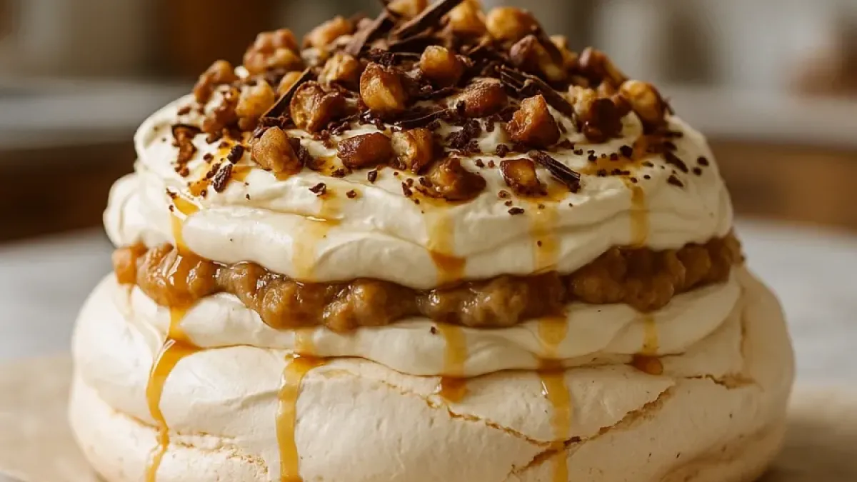 Maronen-Vanille-Pavlova mit Sahne – Edles Winterdessert genießen