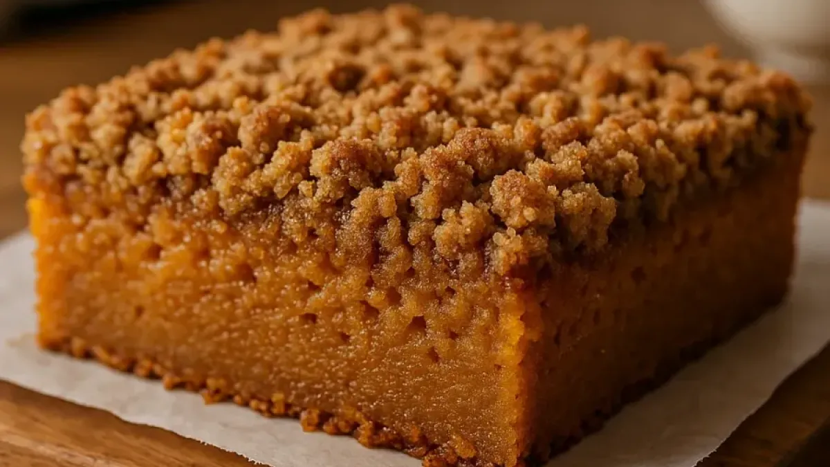 Pastel crumble de mochi y calabaza – postre otoñal esponjoso