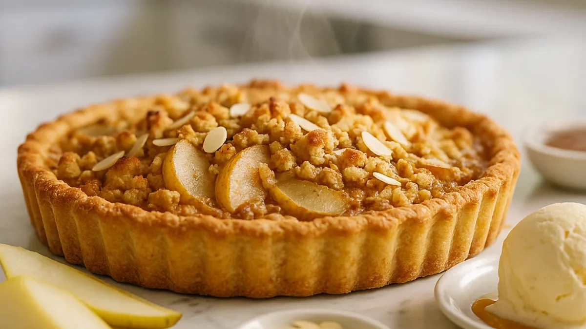 Spiced Pear and Almond Crumble Tart – a Warm Autumn Dessert