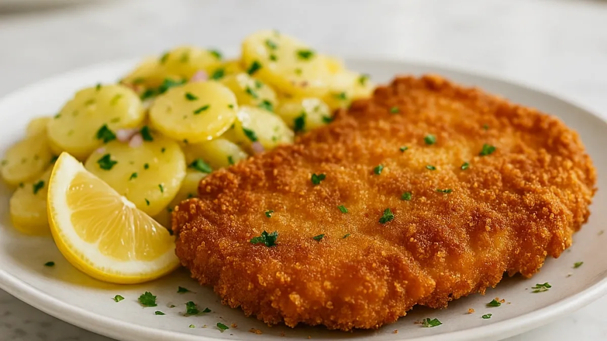 Crispy Pork Schnitzel with Classic Potato Salad – Easy Homemade Recipe
