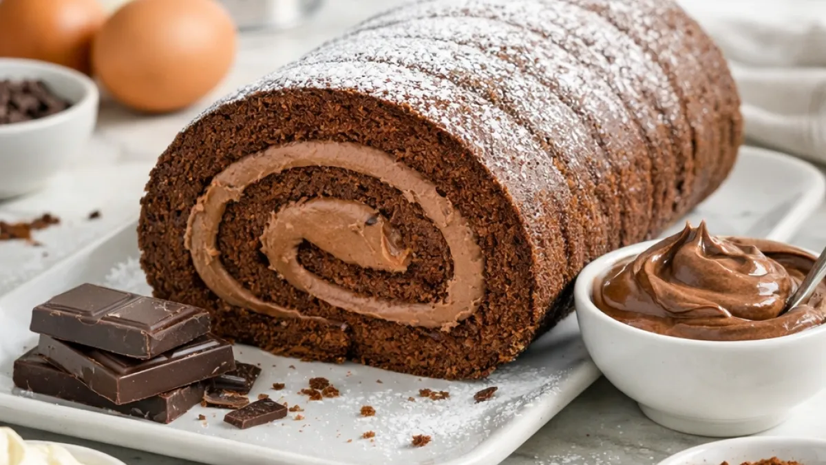 Creamy Chocolate Swiss Roll Recipe with Soft Texture Step by Step