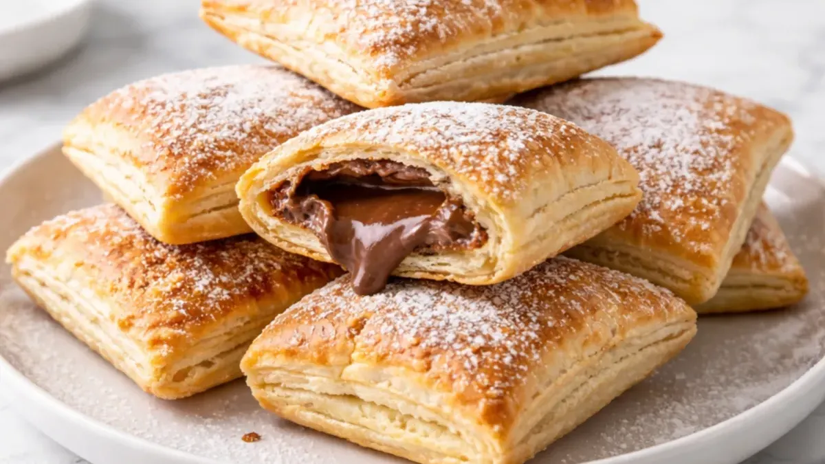 Air Fryer Nutella Puff Pastry Pockets served warm, crisp outside with a melting center for sharing
