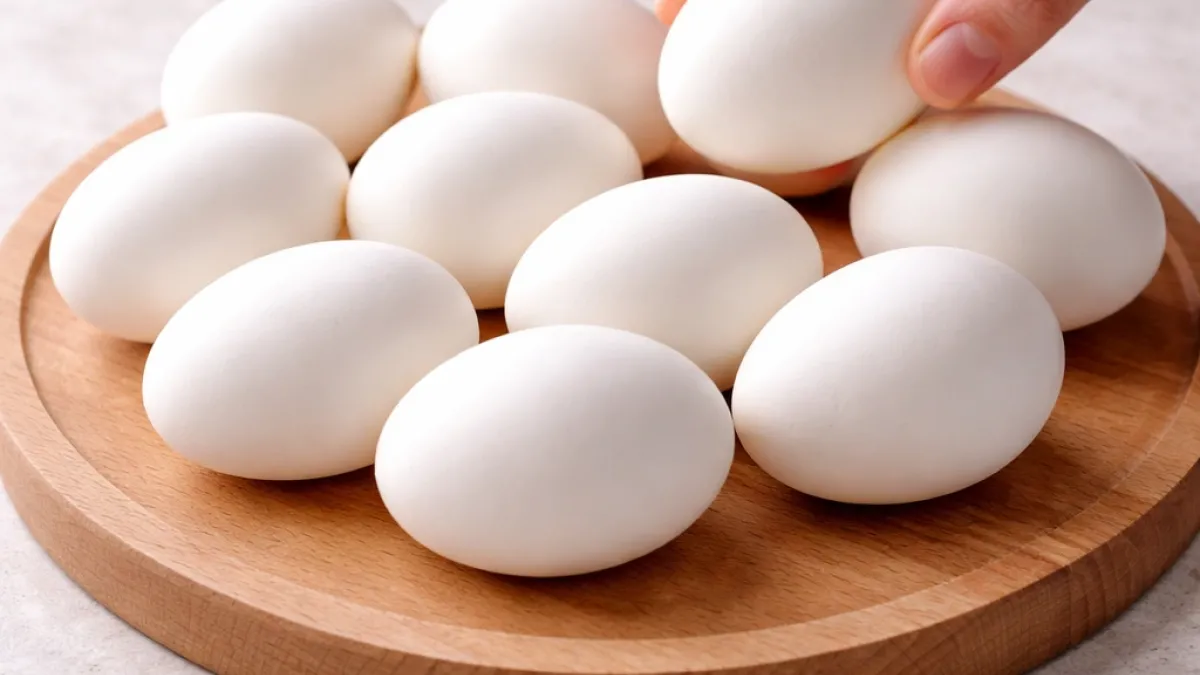 Boiled eggs for Easter dyeing with smooth shells, ready for clean color absorption