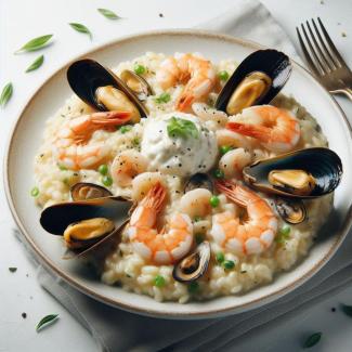 Creamy risotto with seafood