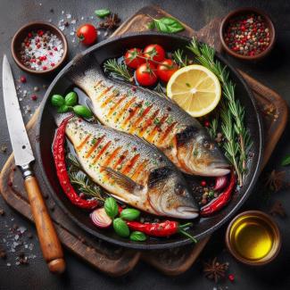 Sea bass fillet with herbs and lemon