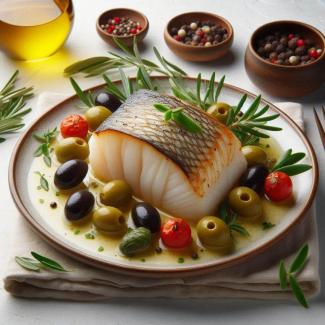 White cod with olives