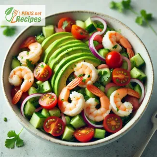 Fresh and delicious avocado salad with shrimp - Quick meal