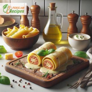 Stuffed cannelloni with meat and cheese