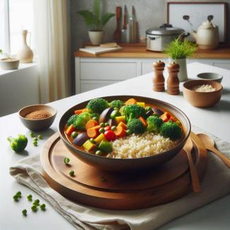 Curry de légumes avec riz brun