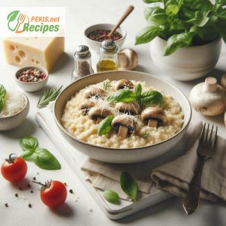 Risotto cremoso con champiñones y parmesano