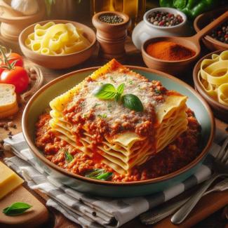 Lasagna bolognese with fresh pasta