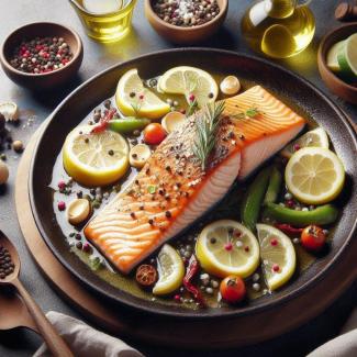 Salmón al horno con salsa de limón