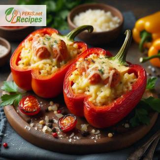 Pimientos rellenos de queso y arroz