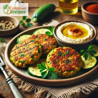 Vegan zucchini patties with hummus