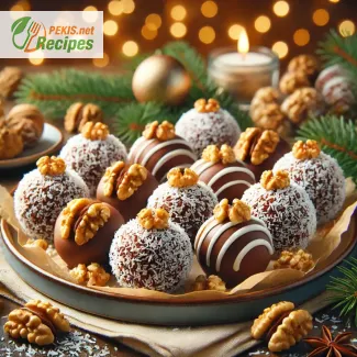 Christmas balls made of walnuts and chocolate