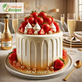 Gâteau du Nouvel An au goût de vin mousseux et de fraises