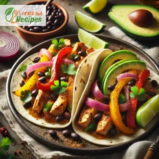 Fajitas De Pollo Con Frijoles Negros