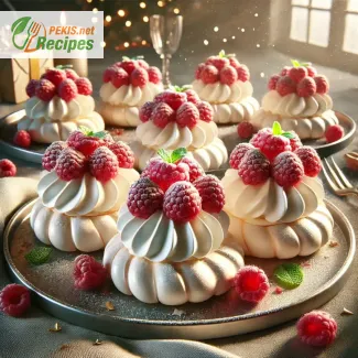 New Year's desserts: Raspberry-flavored mini pavlovas (meringue-based dessert)