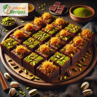 Dubai brownies with pistachio and Kunafa